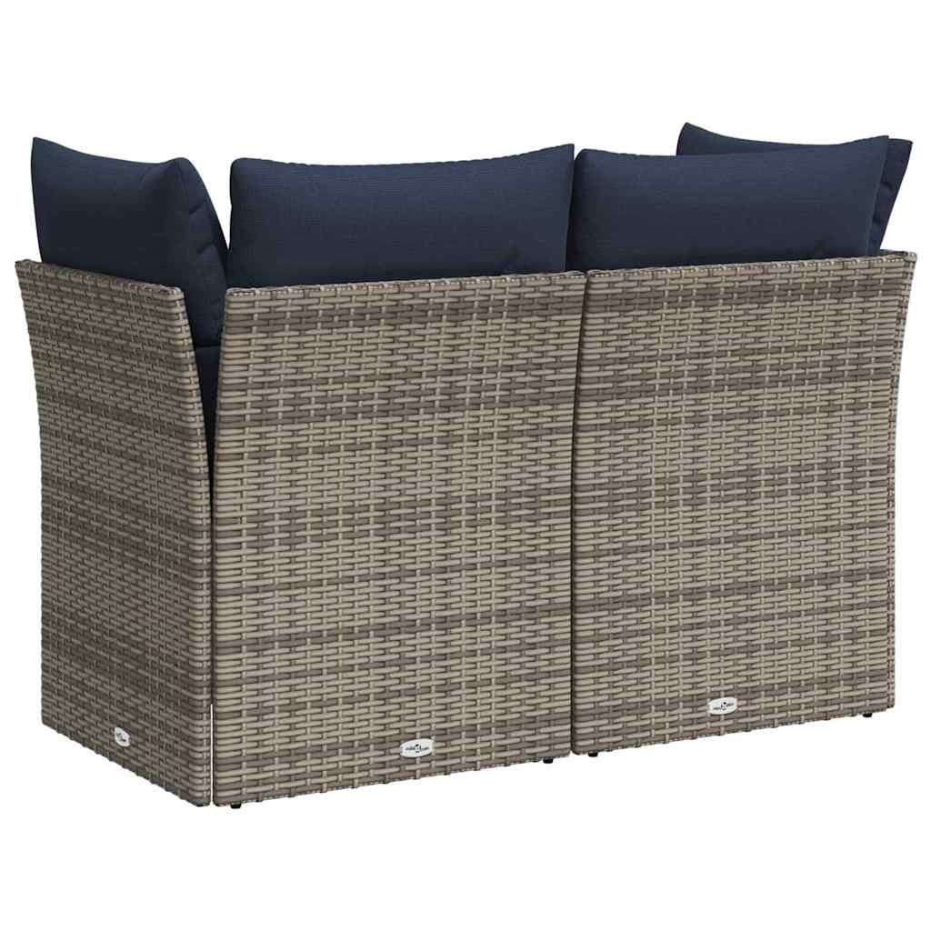 Garden Sofa 8 pcs Grey and navy 124 x 62 x 69 cm Poly rattan